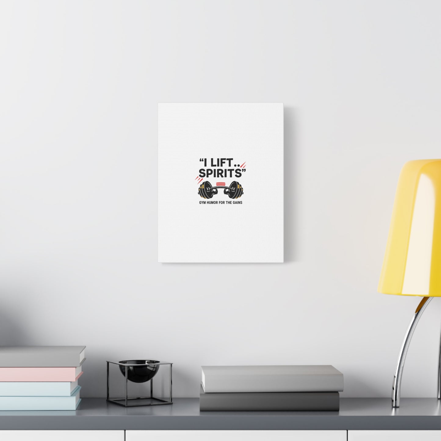 I Lift Spirits Gym Humor Canvas | geometric luxe, chrome accents