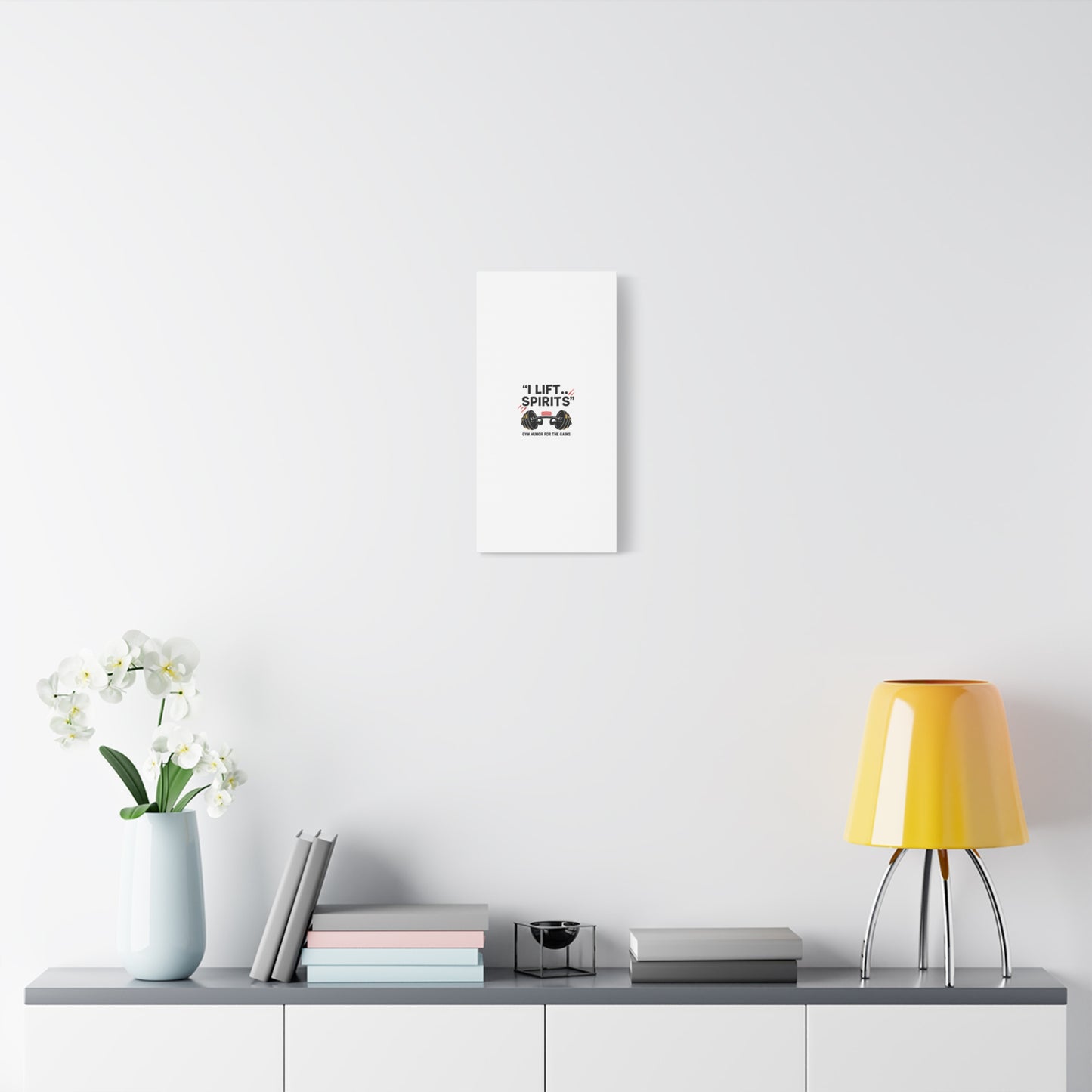 I Lift Spirits Gym Humor Canvas | geometric luxe, chrome accents