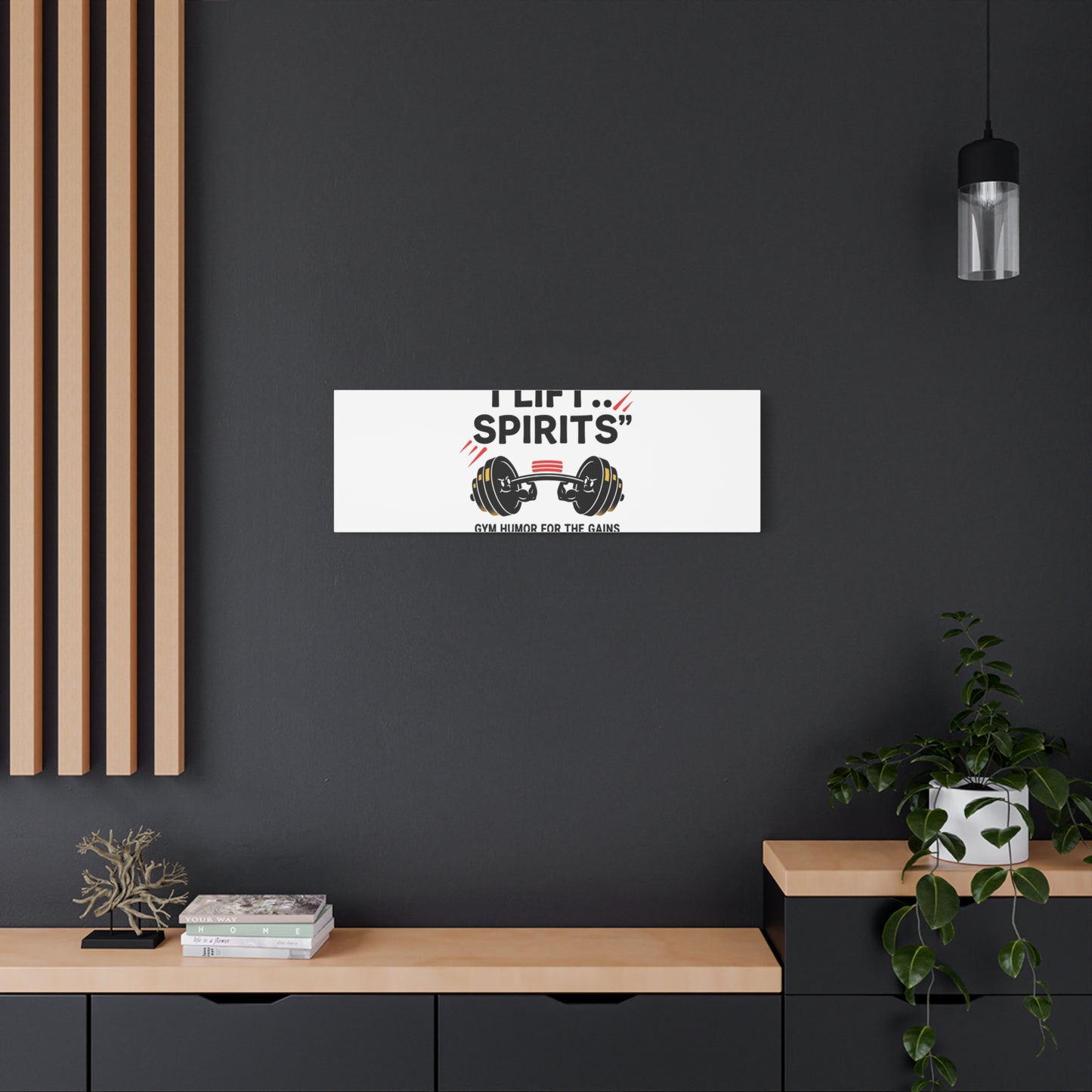 I Lift Spirits Gym Humor Canvas | geometric luxe, chrome accents