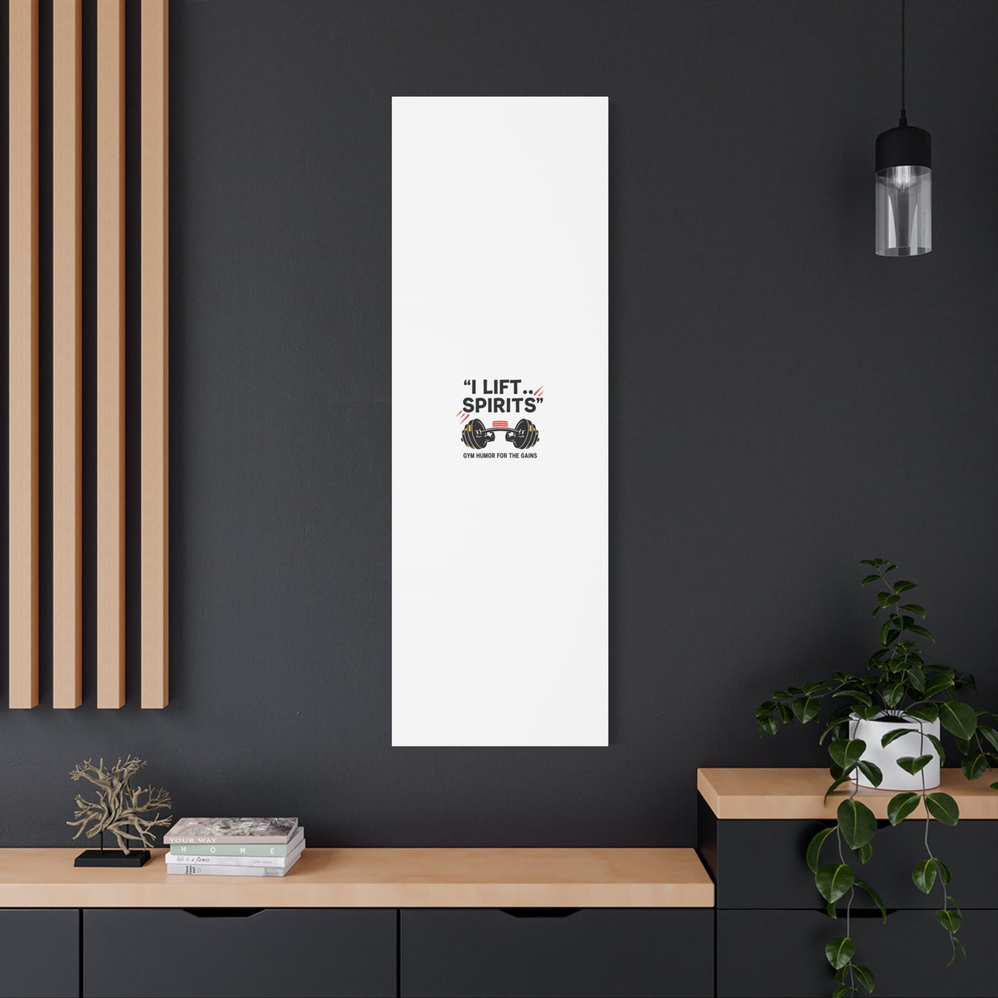 I Lift Spirits Gym Humor Canvas | geometric luxe, chrome accents