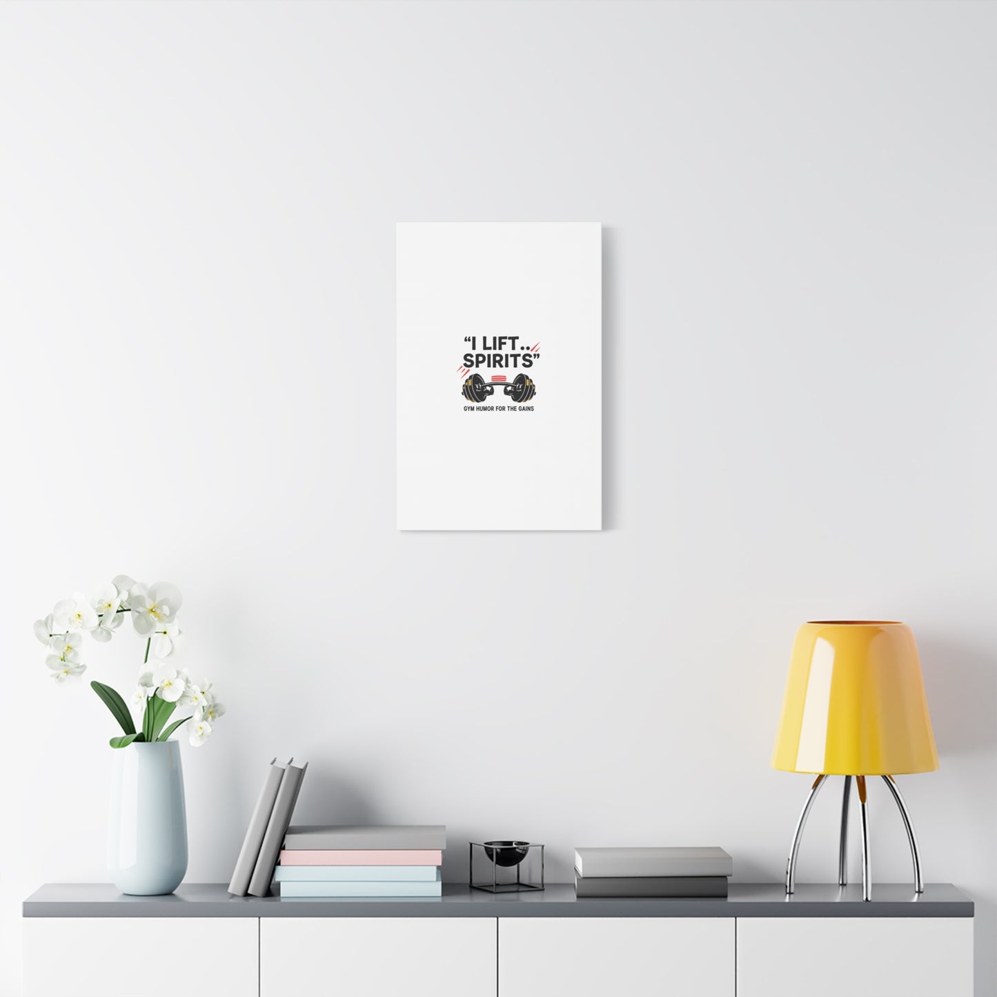 I Lift Spirits Gym Humor Canvas | geometric luxe, chrome accents