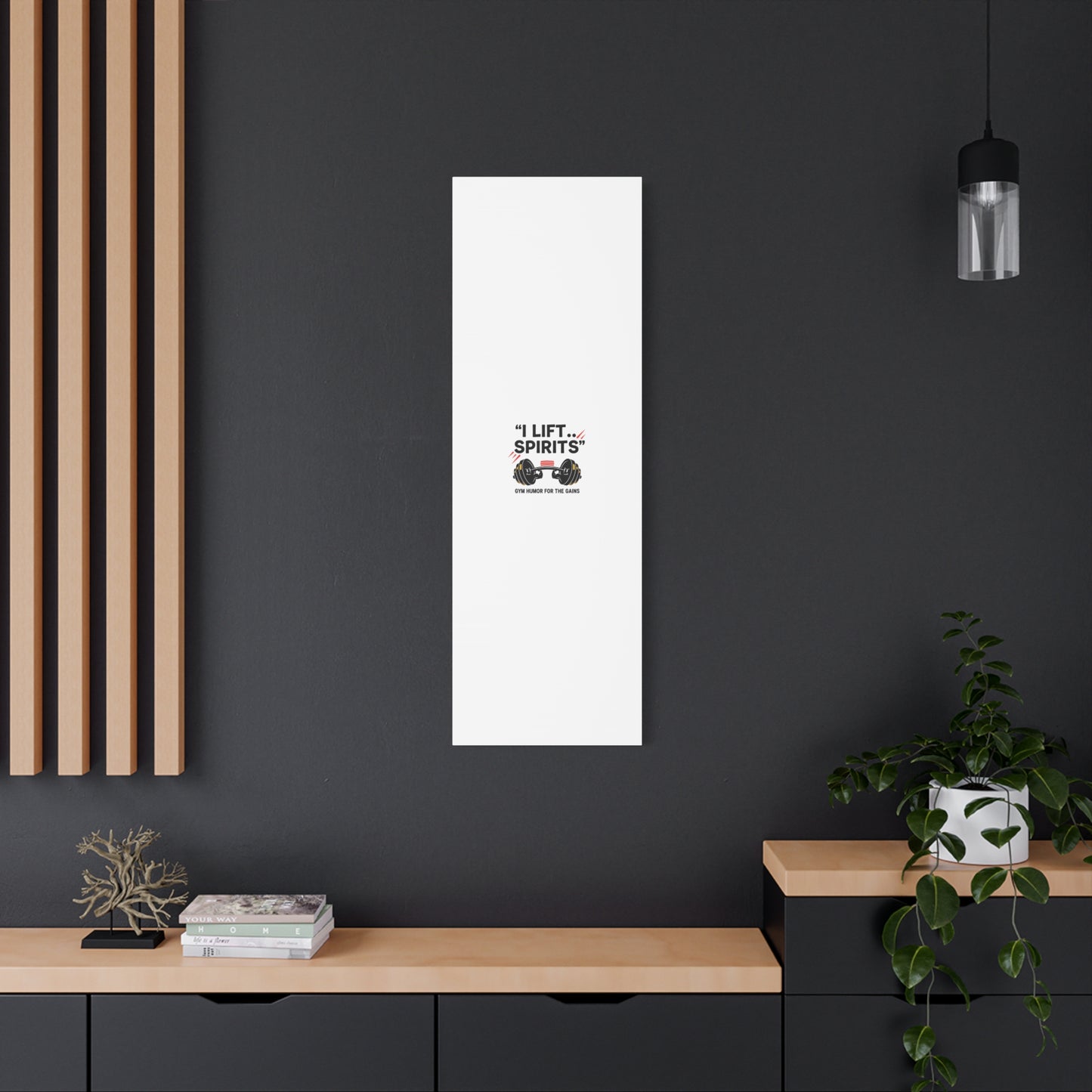I Lift Spirits Gym Humor Canvas | geometric luxe, chrome accents