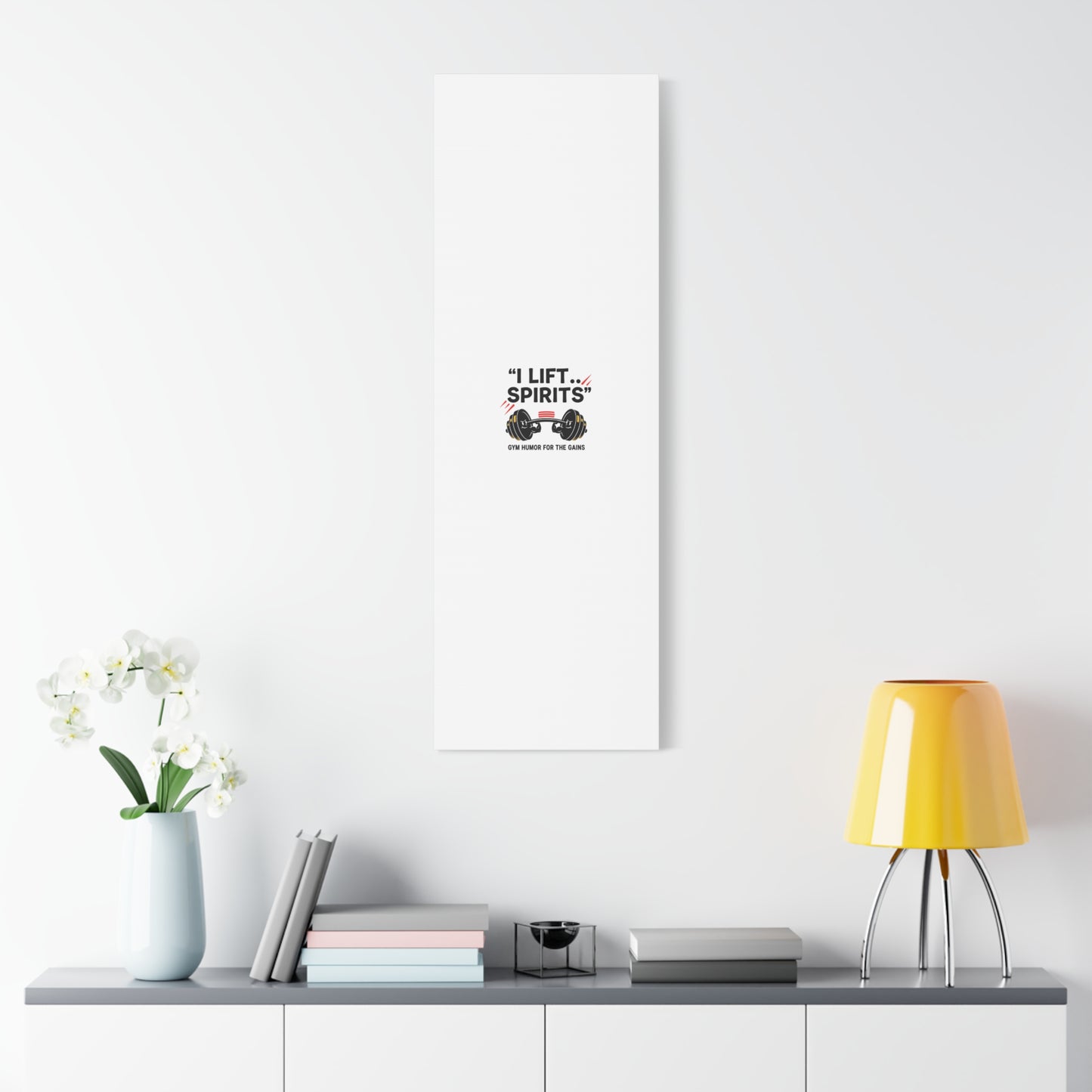 I Lift Spirits Gym Humor Canvas | geometric luxe, chrome accents