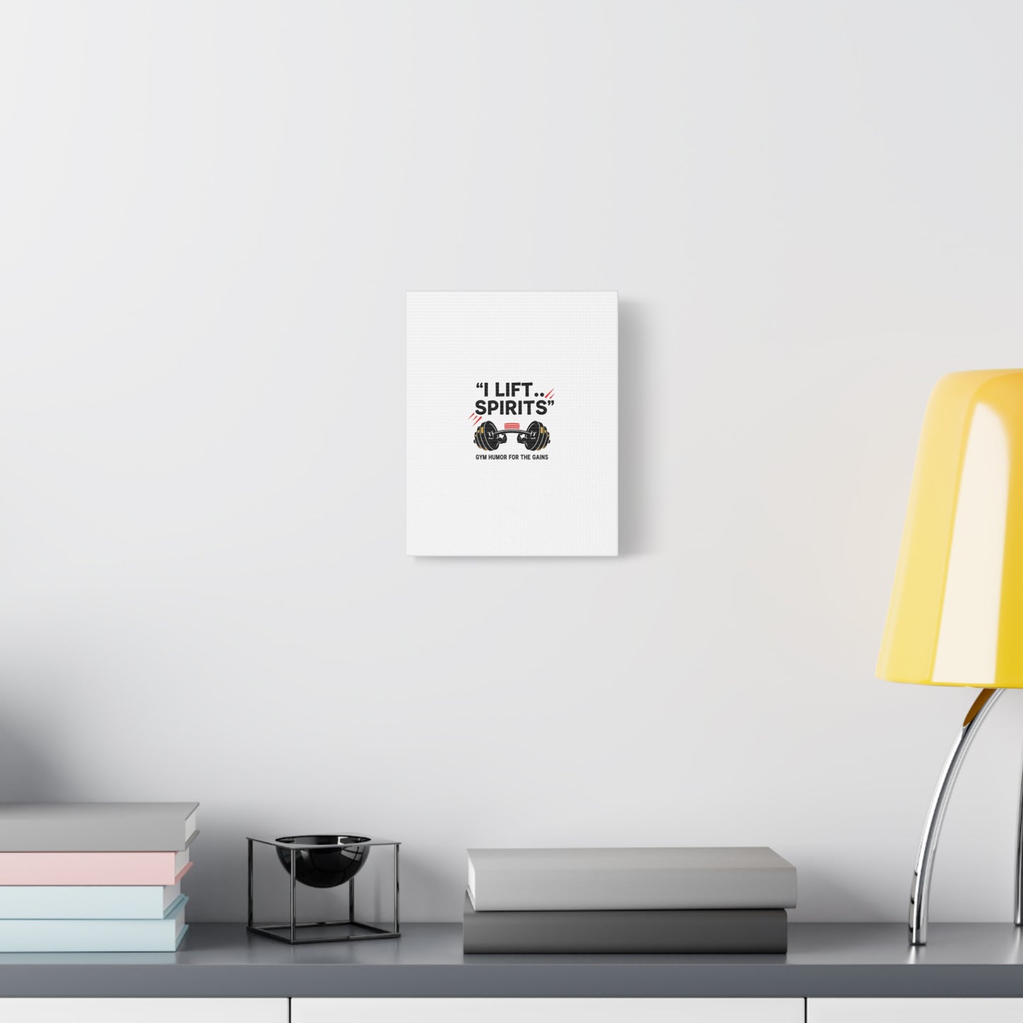 I Lift Spirits Gym Humor Canvas | geometric luxe, chrome accents