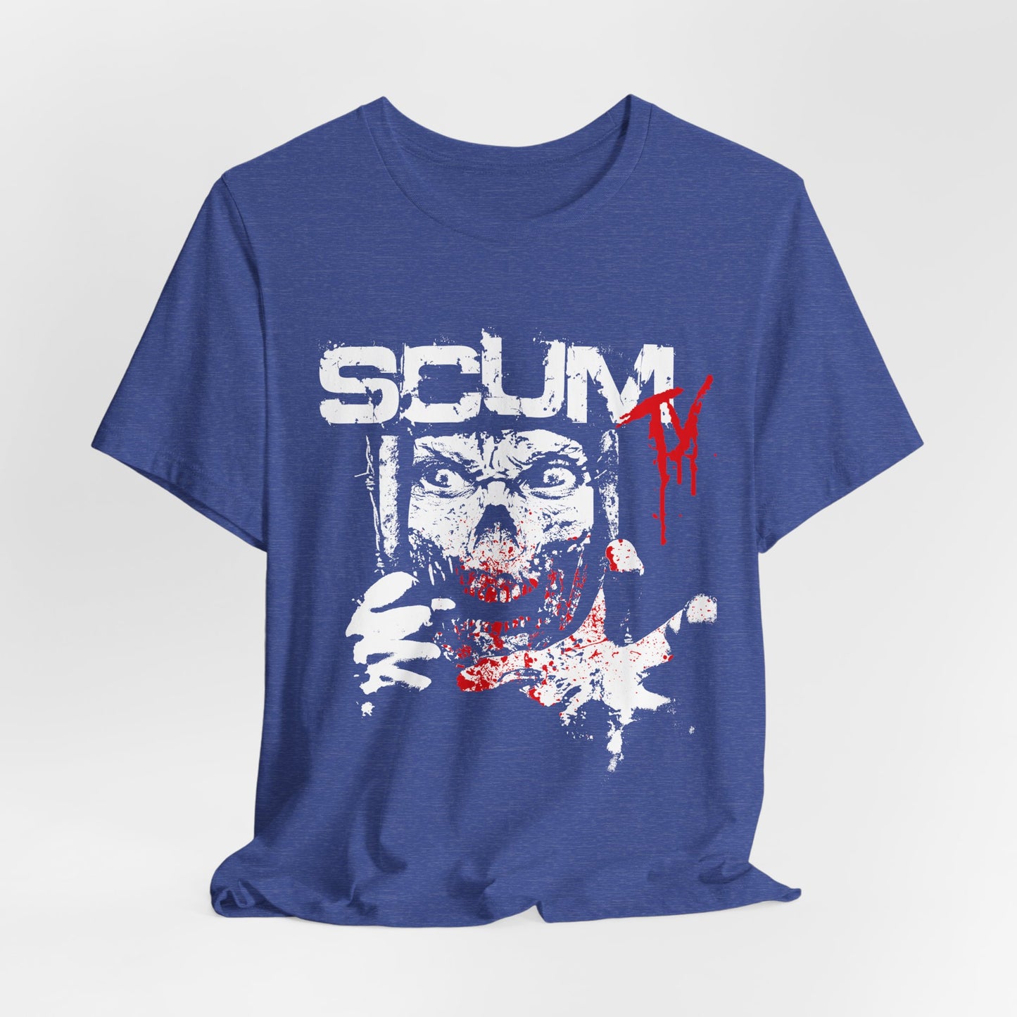 Horror Graphic Tee — "SCUM" Zombie Face with Blood Drip (TJ's World)