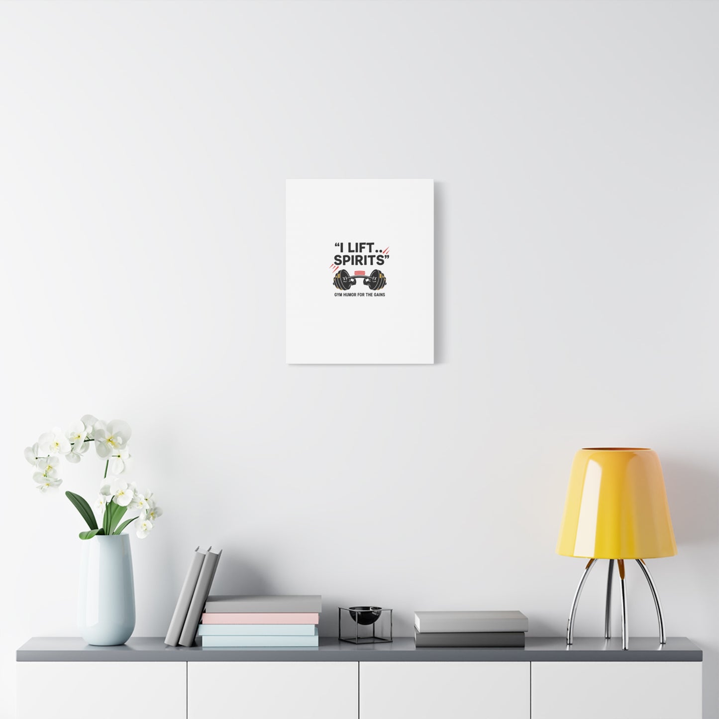 I Lift Spirits Gym Humor Canvas | geometric luxe, chrome accents