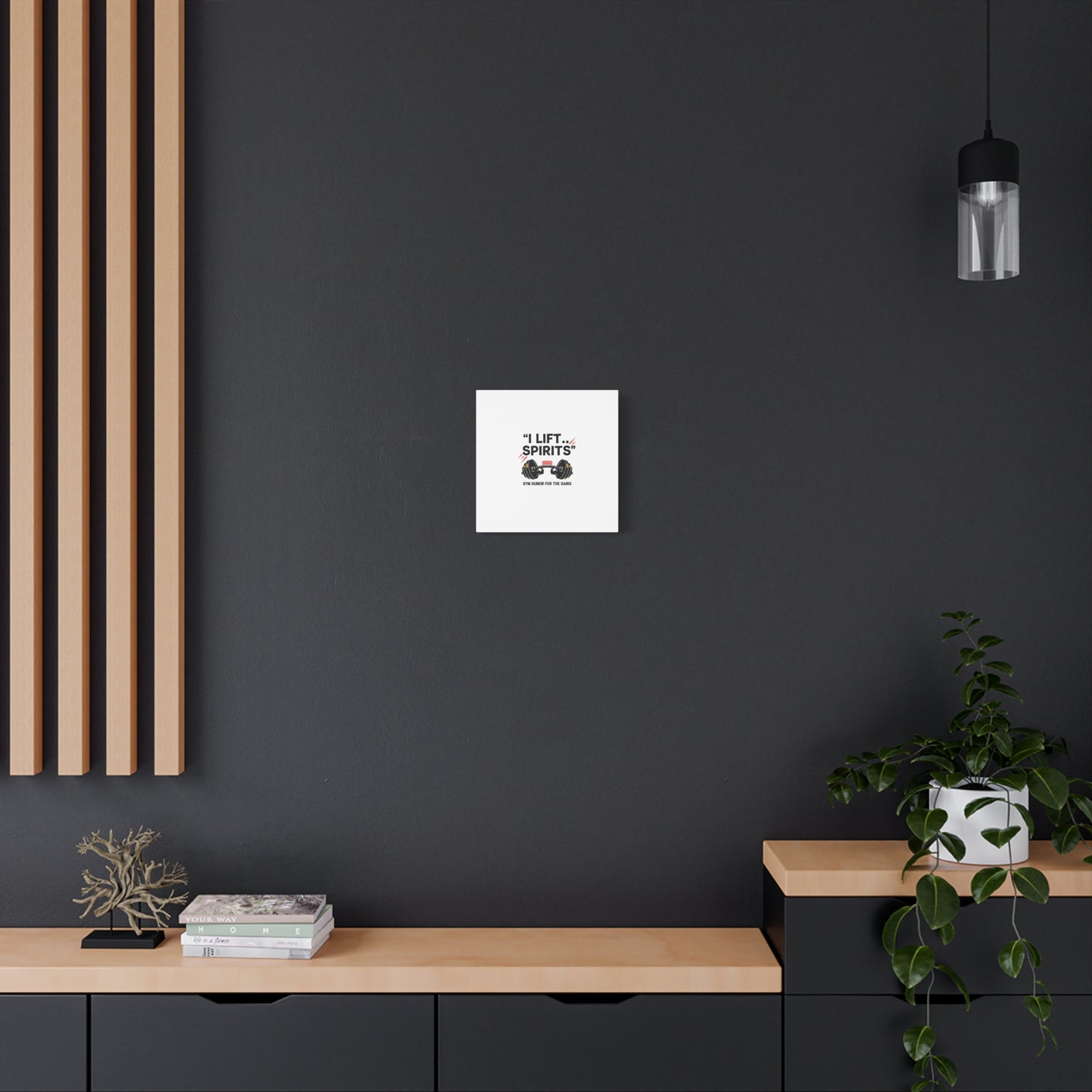 I Lift Spirits Gym Humor Canvas | geometric luxe, chrome accents