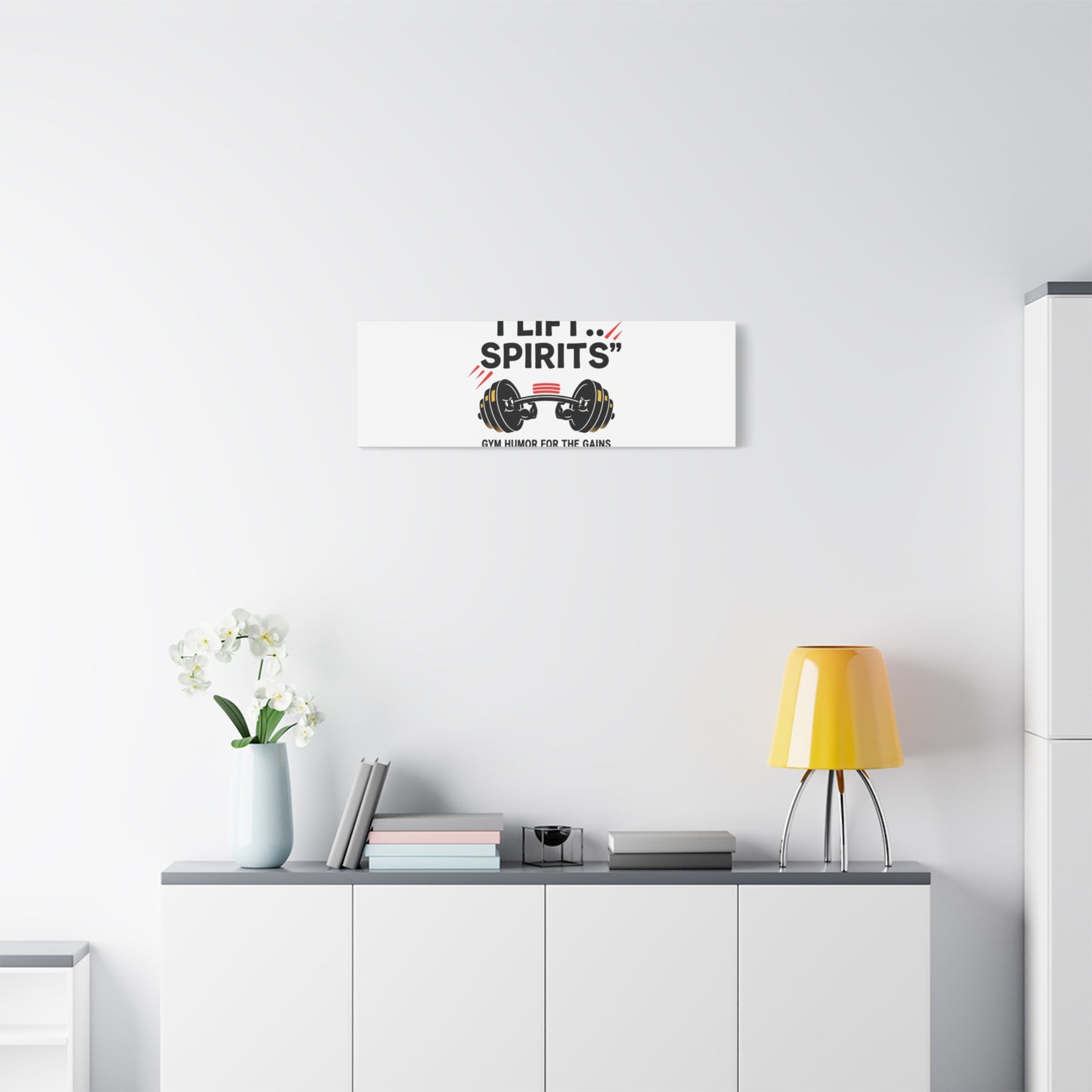 I Lift Spirits Gym Humor Canvas | geometric luxe, chrome accents