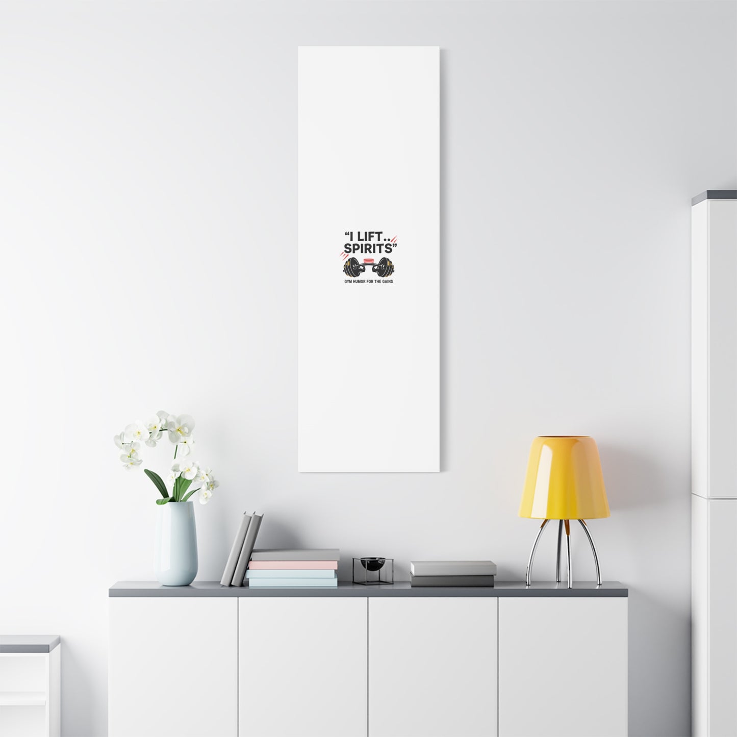 I Lift Spirits Gym Humor Canvas | geometric luxe, chrome accents