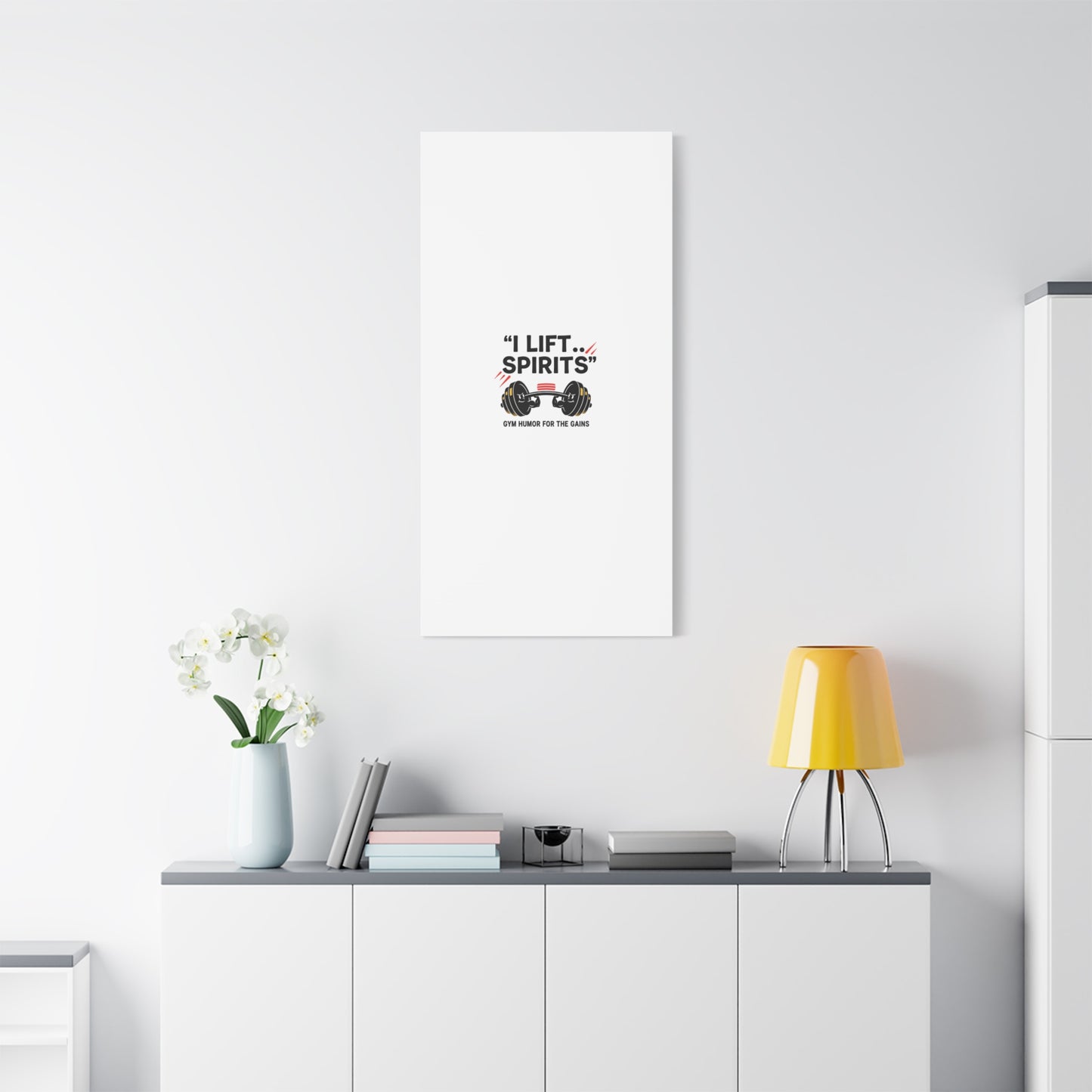 I Lift Spirits Gym Humor Canvas | geometric luxe, chrome accents