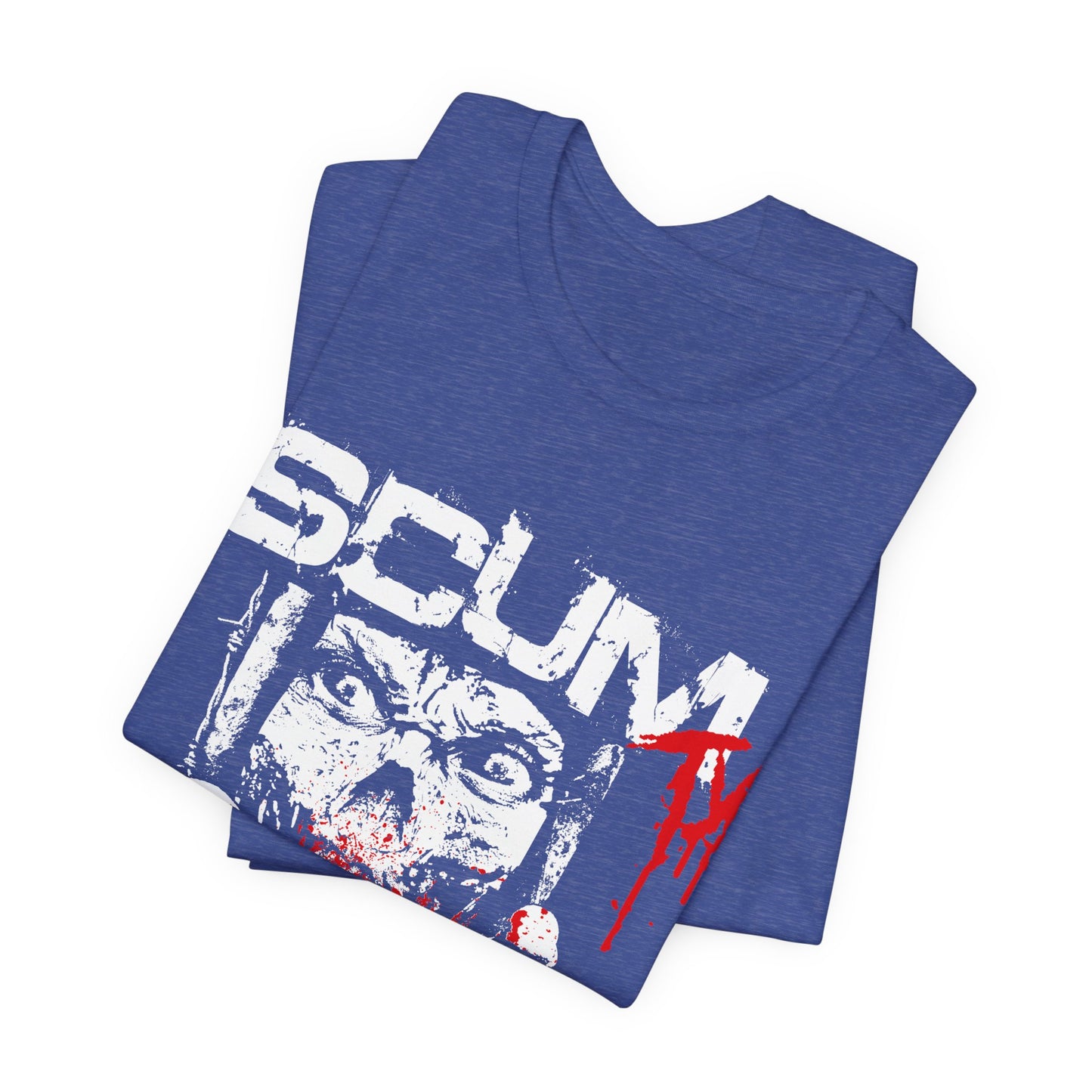Horror Graphic Tee — "SCUM" Zombie Face with Blood Drip (TJ's World)