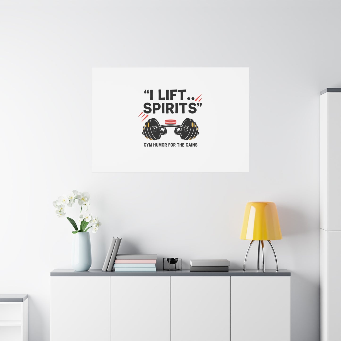 I Lift Spirits Gym Humor Canvas | geometric luxe, chrome accents