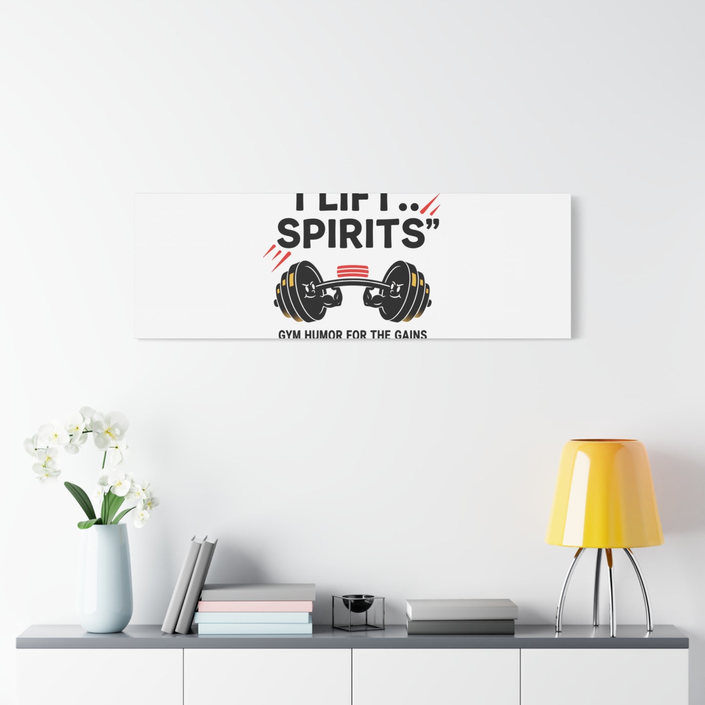 I Lift Spirits Gym Humor Canvas | geometric luxe, chrome accents