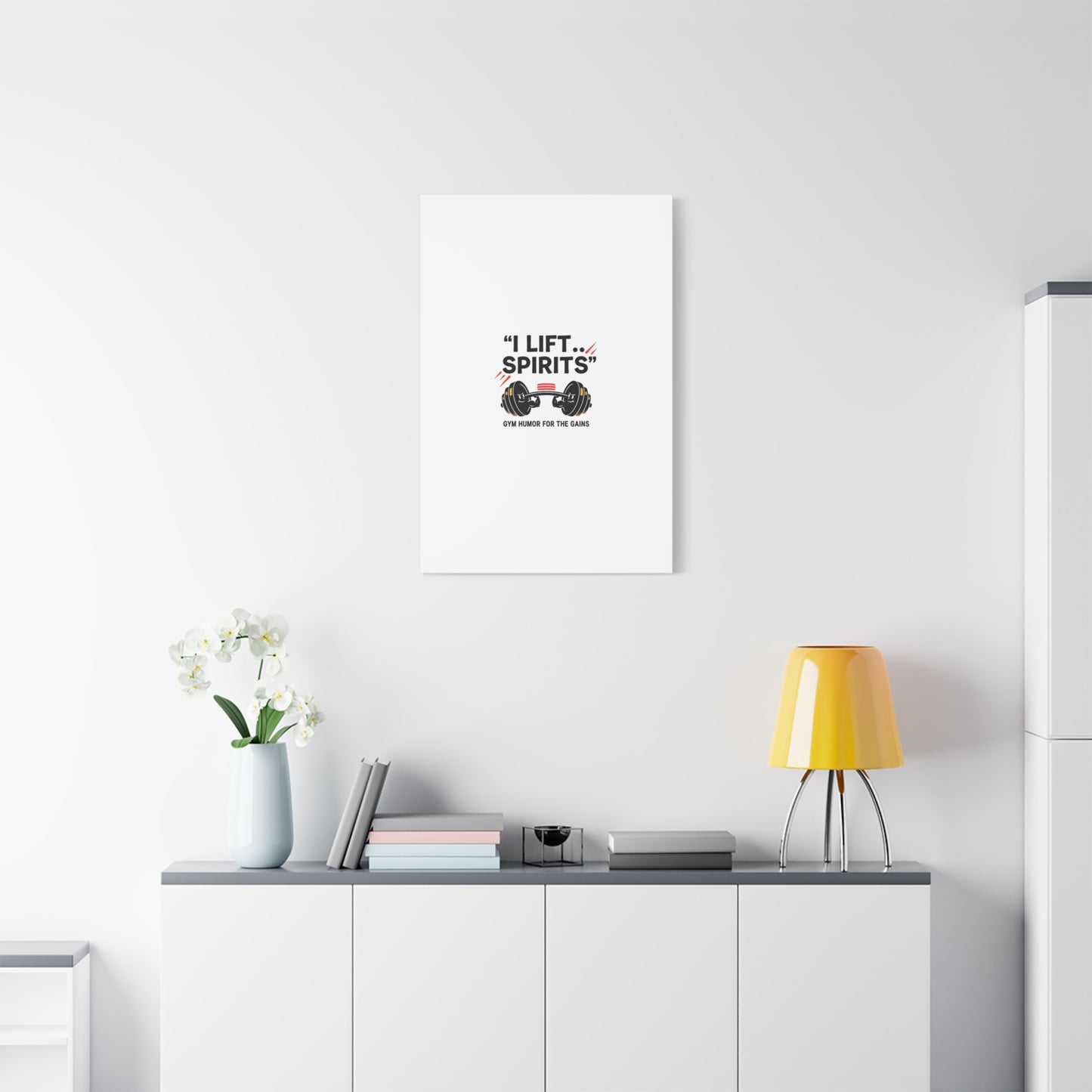 I Lift Spirits Gym Humor Canvas | geometric luxe, chrome accents