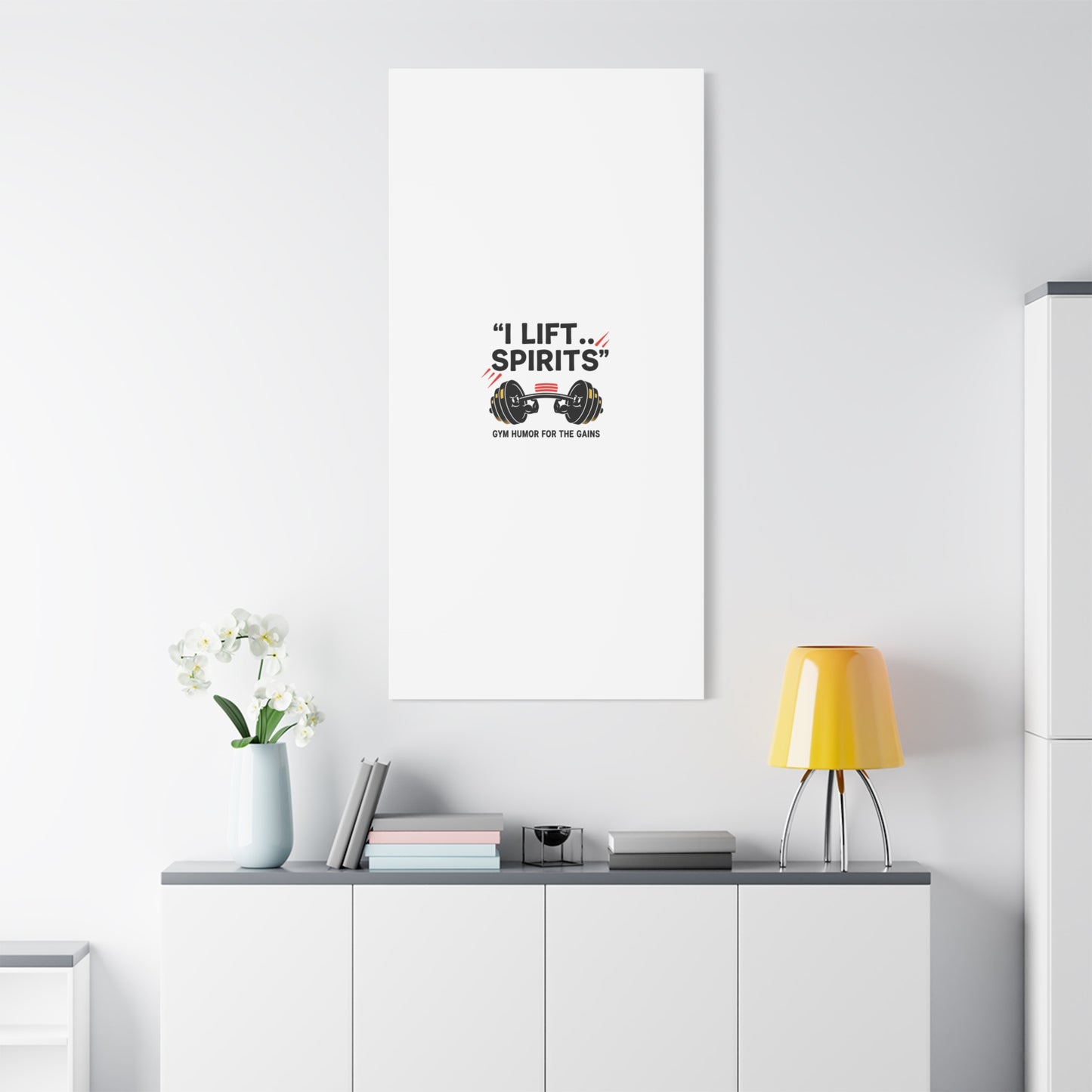 I Lift Spirits Gym Humor Canvas | geometric luxe, chrome accents