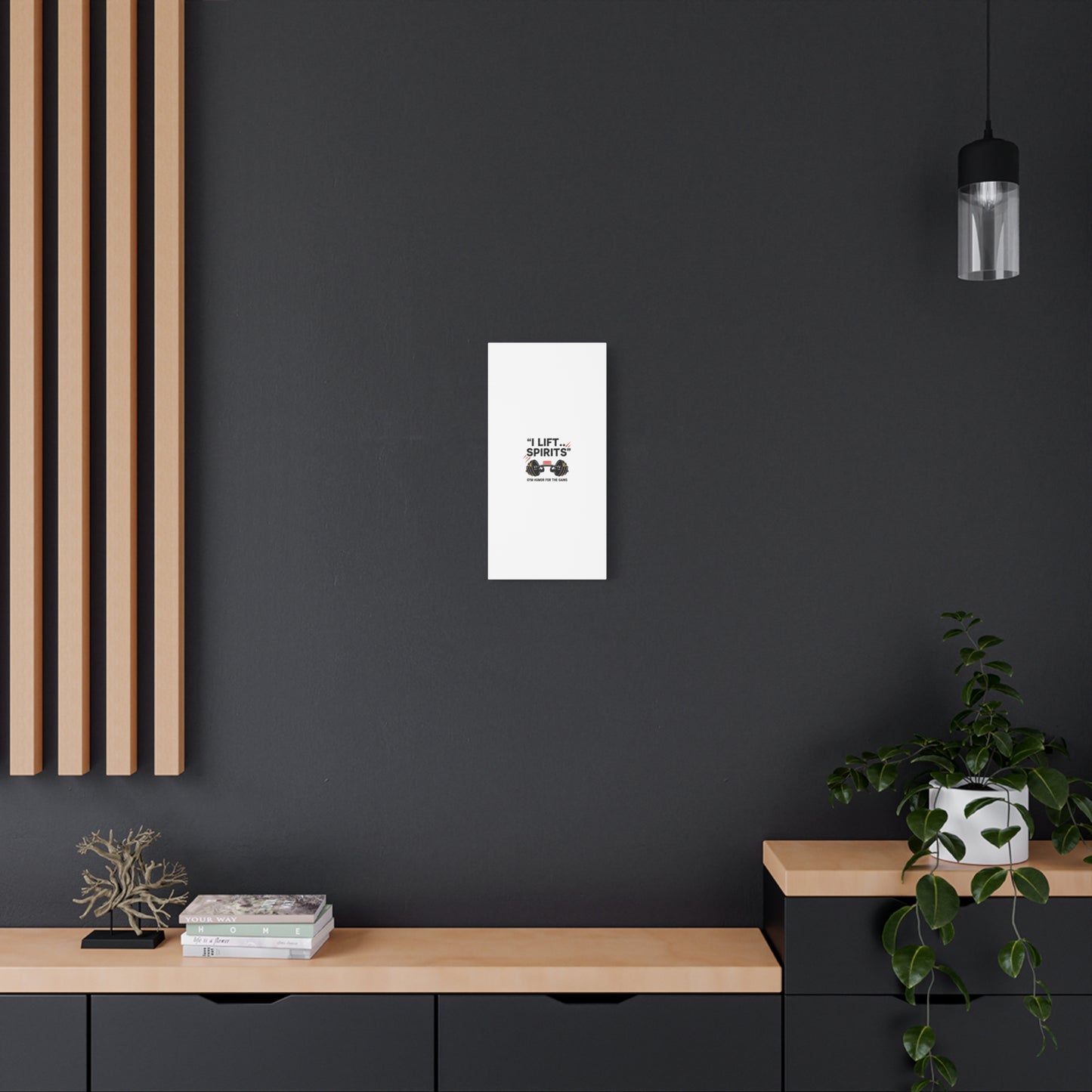 I Lift Spirits Gym Humor Canvas | geometric luxe, chrome accents