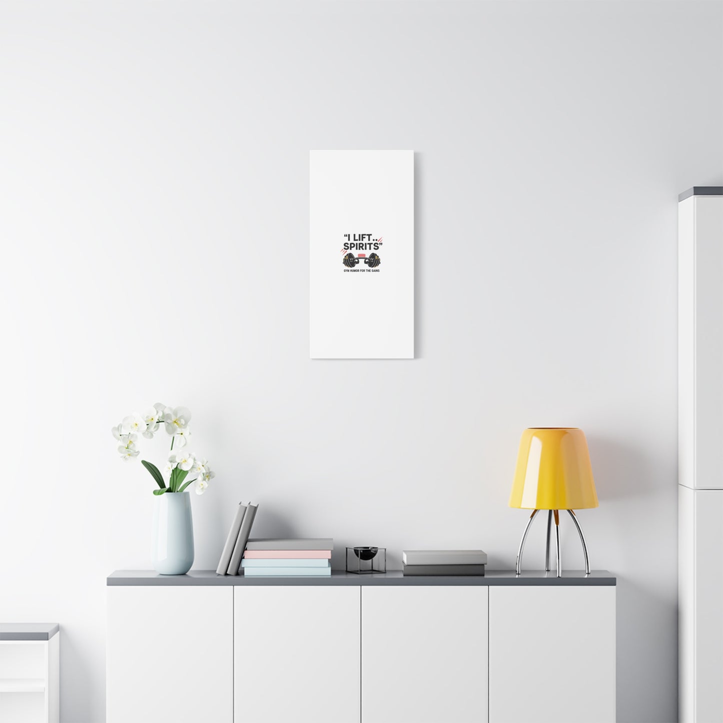 I Lift Spirits Gym Humor Canvas | geometric luxe, chrome accents