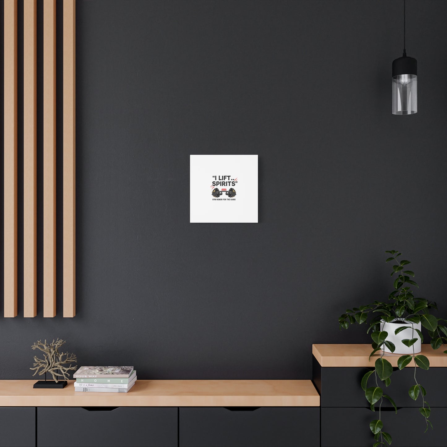 I Lift Spirits Gym Humor Canvas | geometric luxe, chrome accents